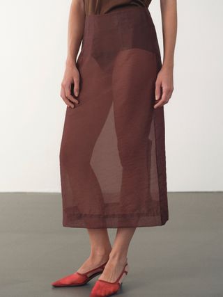 SourceUnknown Sheer Organza Midi Skirt