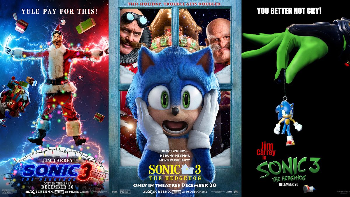 Sonic Christmas movie parody posters 