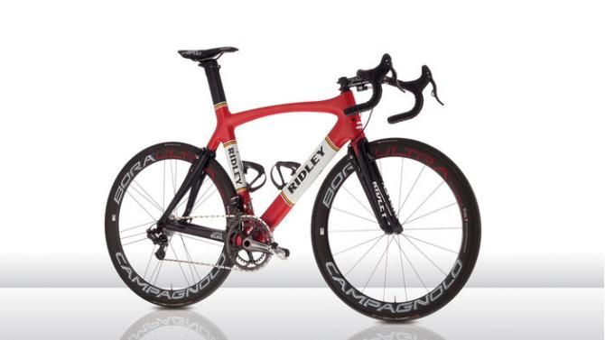 A new retro paint scheme for the Lotto-Belisol team. Pictured here is the Ridley Noah FAST, which is built for fast sprints