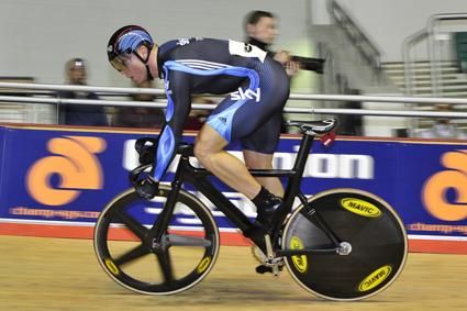 Sir Chris Hoy winds up his sprint
