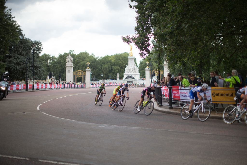 The peloton onto the second lap of the race