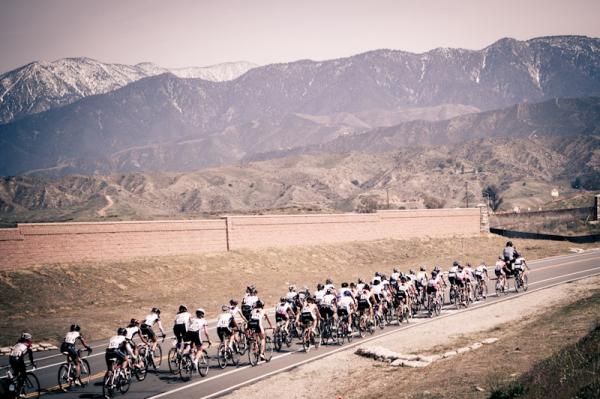 The women at the far and end of the loop and heading back towards the climb.