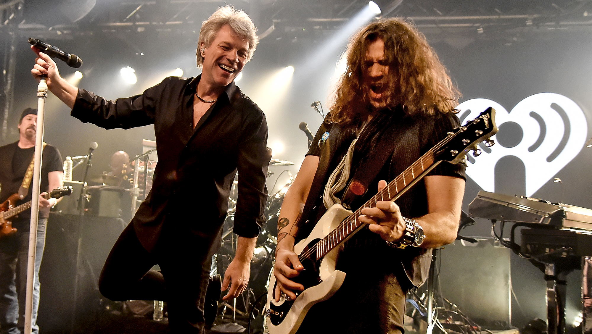 Bon Jovi performs on stage at iHeartRadio ICONS With Bon Jovi Presented By AutoZone at the iHeartRadio Theater New York on February 21, 2018 in New York City.
