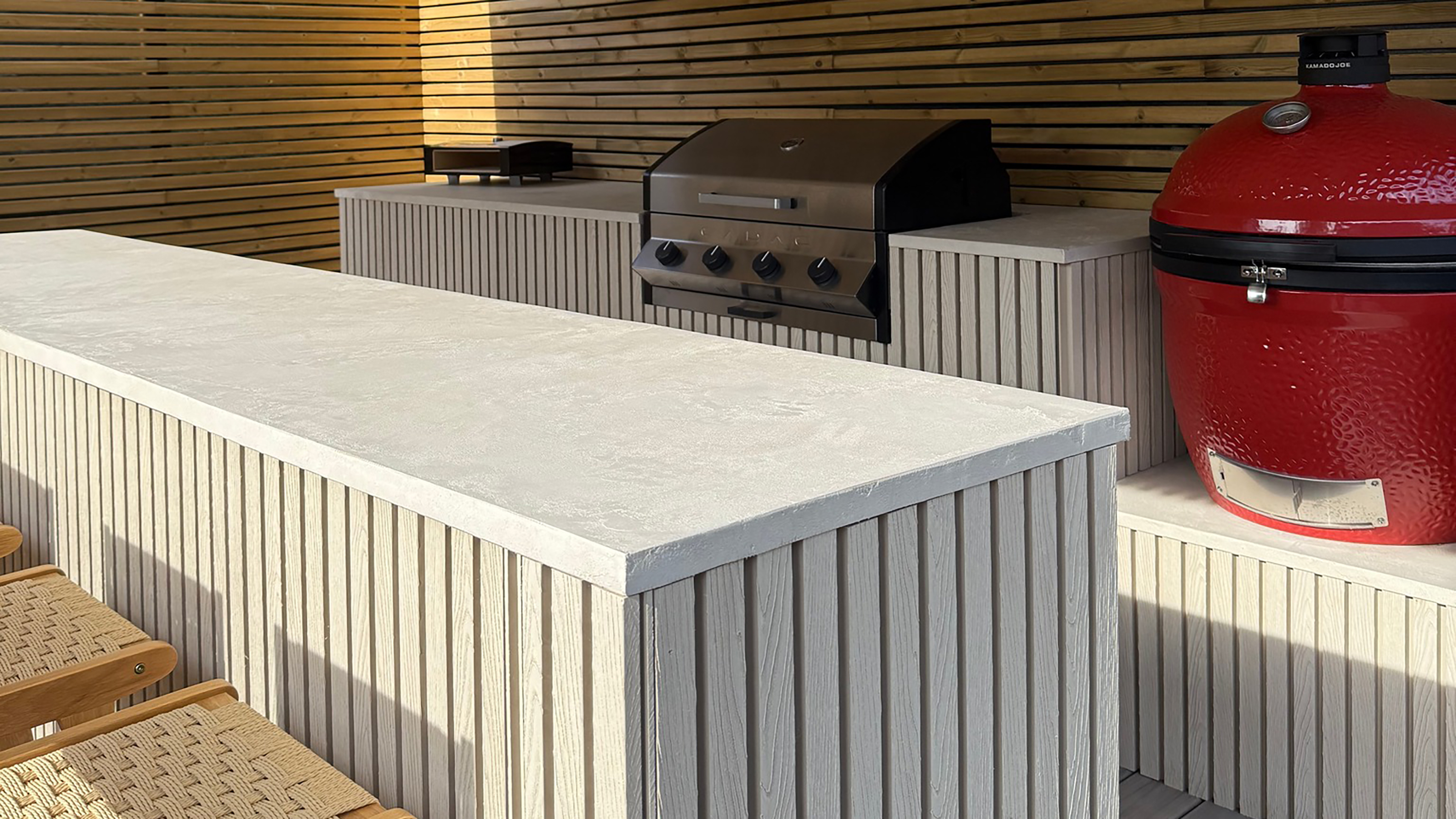 microcement worktop in outdoor kitchen