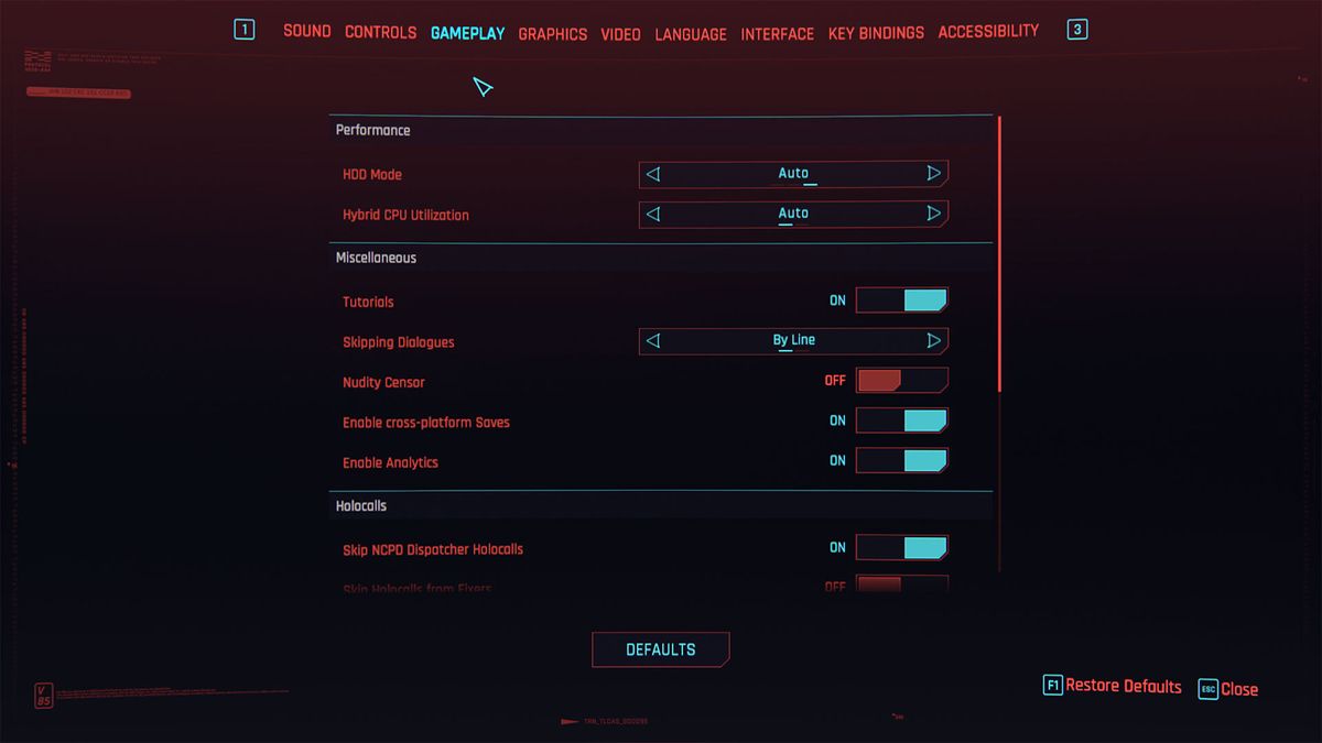 Cyberpunk 2077 Hybrid CPU Utilization Setting