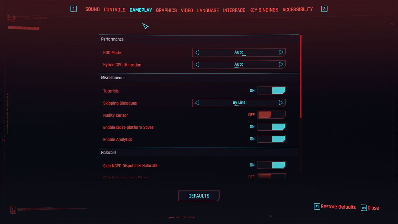 Cyberpunk 2077 Hybrid CPU Utilization Setting