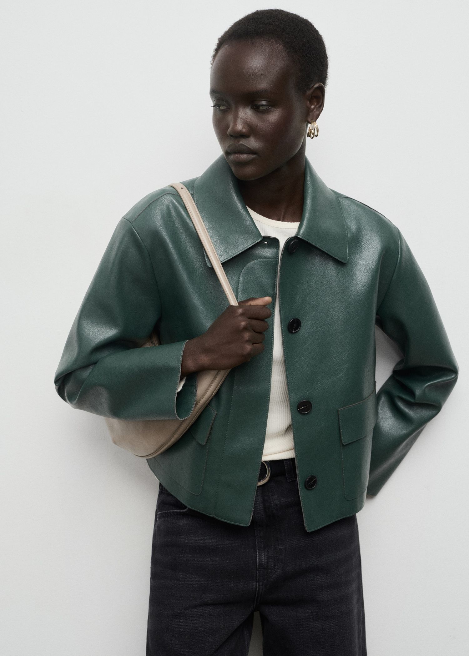 Faux-Leather Jacket With Pockets - Women | Mango Usa