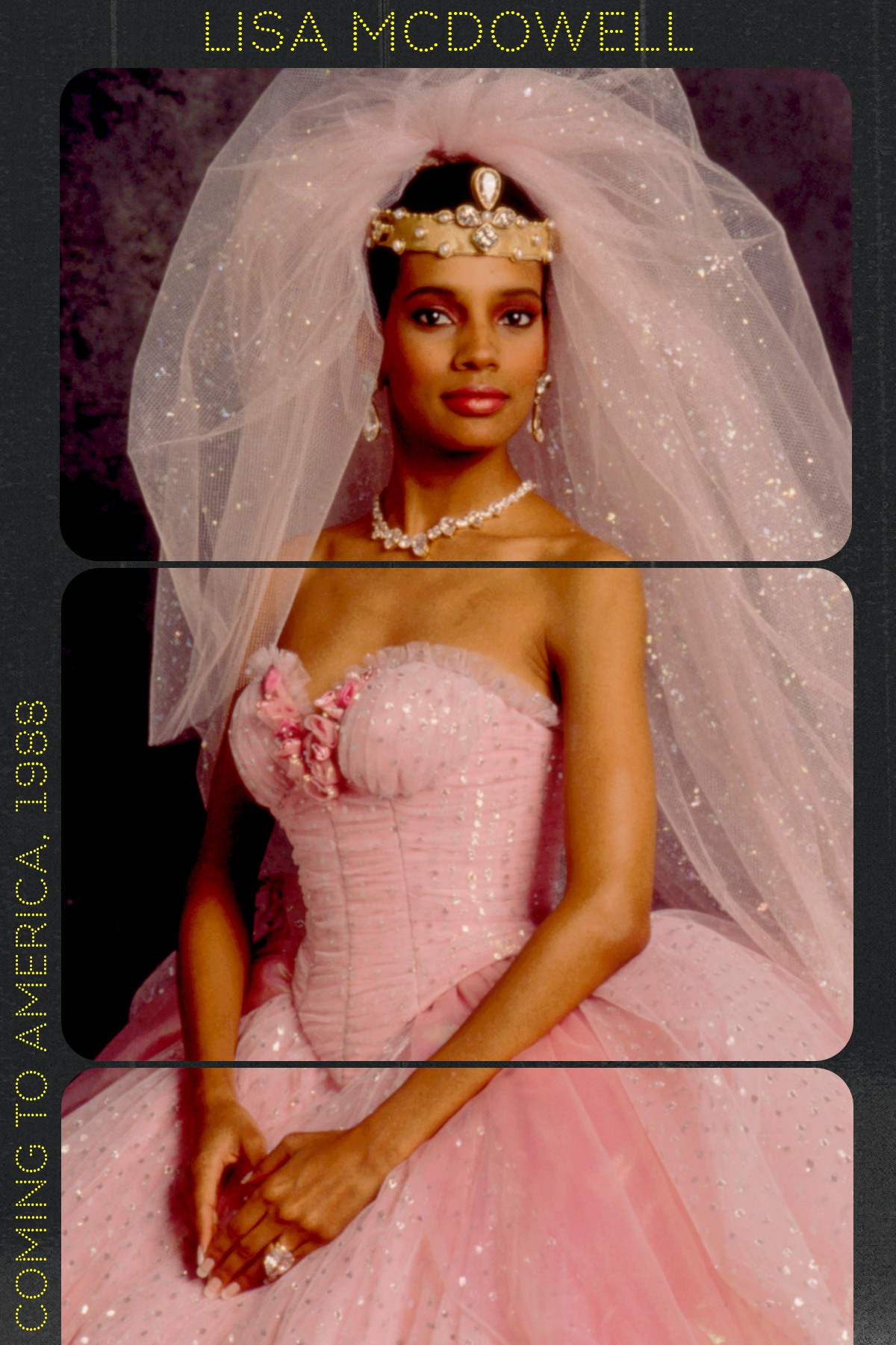 Lisa McDowel wears a pink dress in Coming to America