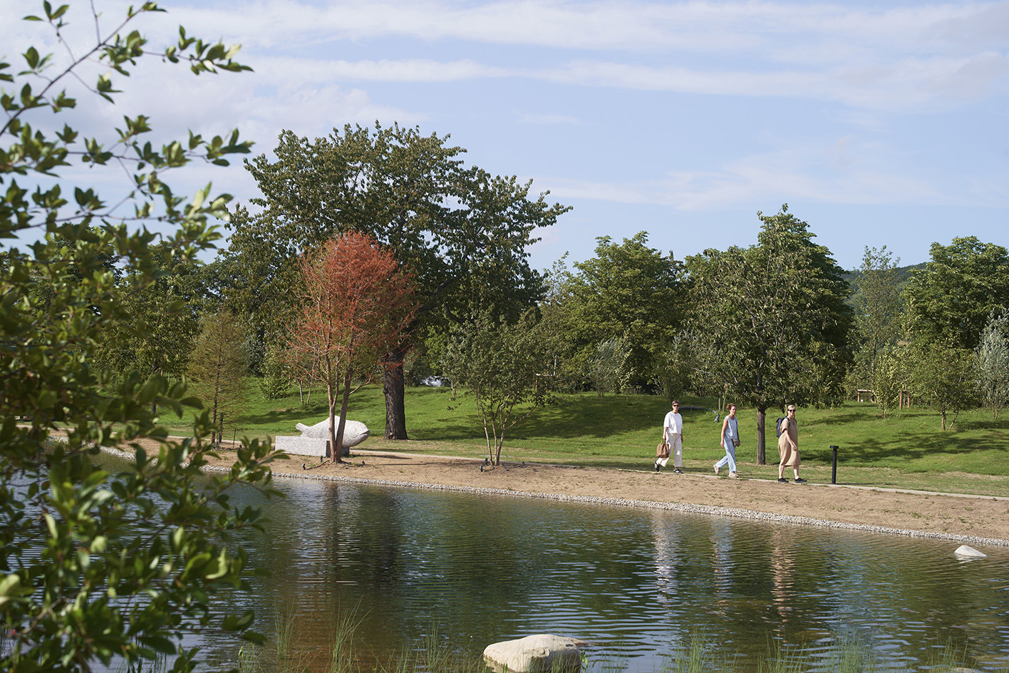 view of landscape design Water Garden by Bas Smets at the Vitra Campus