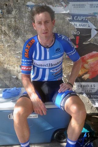 Ben Day (UnitedHealthcare) back at the team base camp after his time trial.