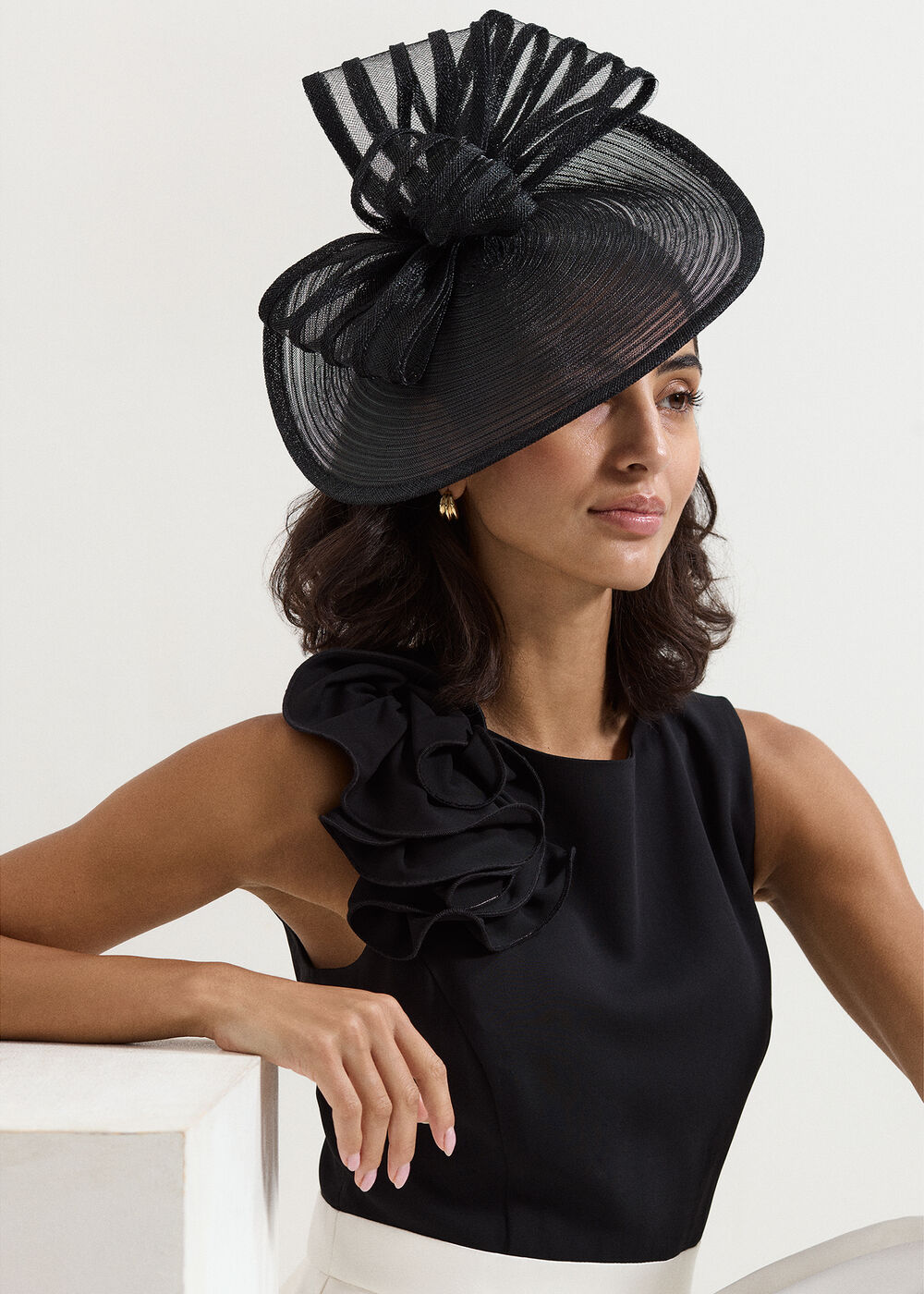 Striped Bow Freeform Fascinator