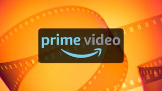 Prime Video logo on a orange film reel background