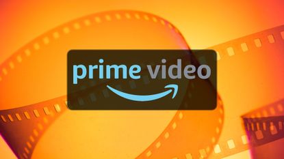 Prime Video logo on a orange film reel background