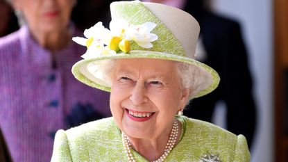 Queen Elizabeth II visits Hauser & Wirth on March 28, 2019 in Bruton, Somerset, England
