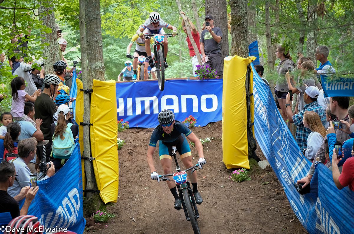 Cameron Ivory (Specialized) in pursuit of Chris Blevins (Specialized)