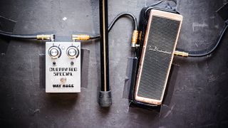 Description : PLYMOUTH, UNITED KINGDOM - MARCH 21: Guitar effects pedals belonging to American blues rock musician Joe Bonamassa, photographed before a live performance at Plymouth Pavilions in Devon, on March 21, 2016.