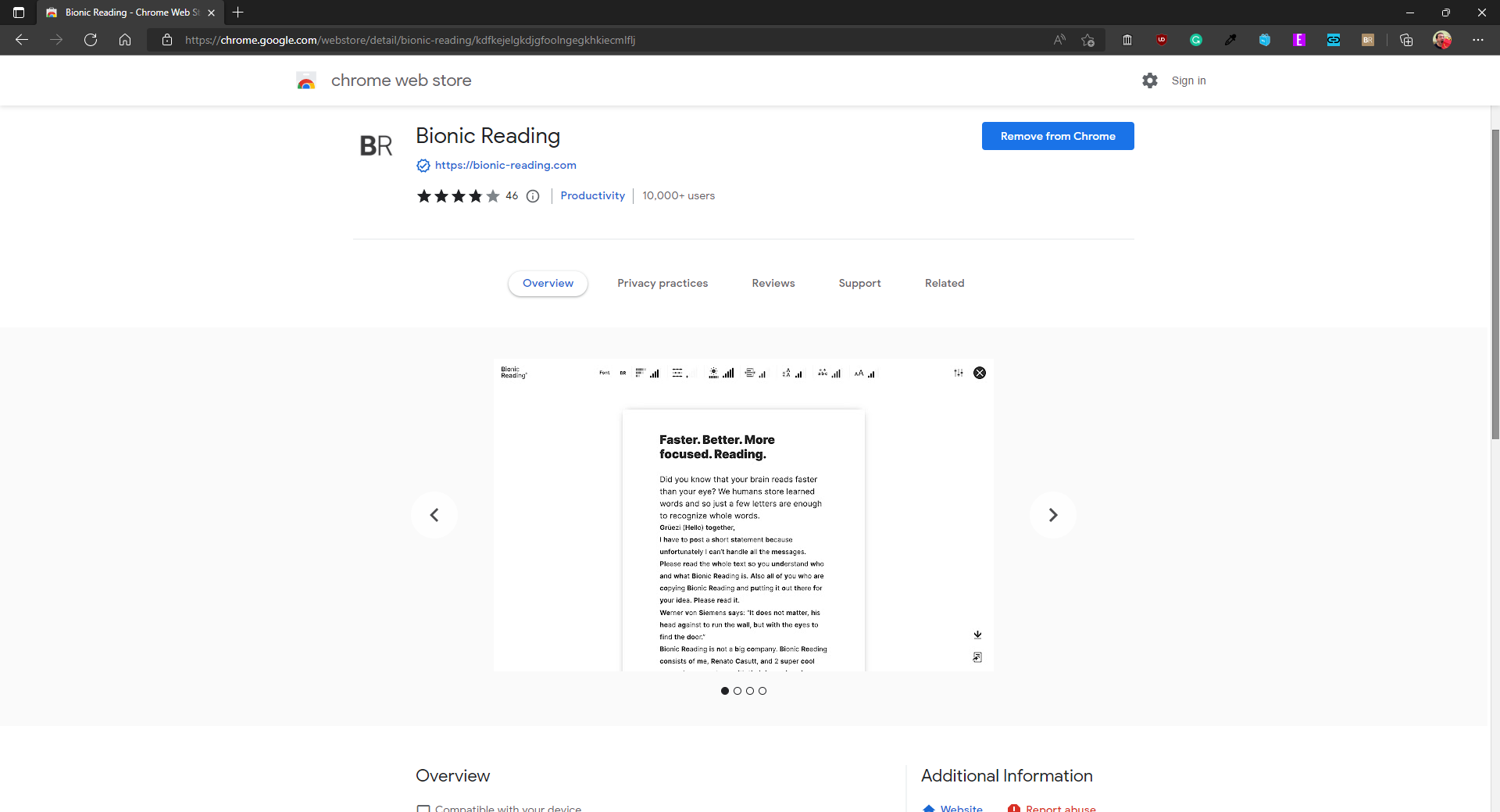 Bionic Reading Chrome Web Store