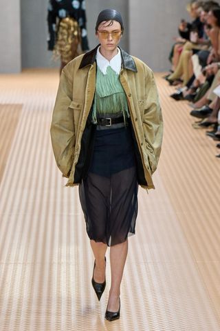 Prada Spring/Summer 2024 sheer skirt look