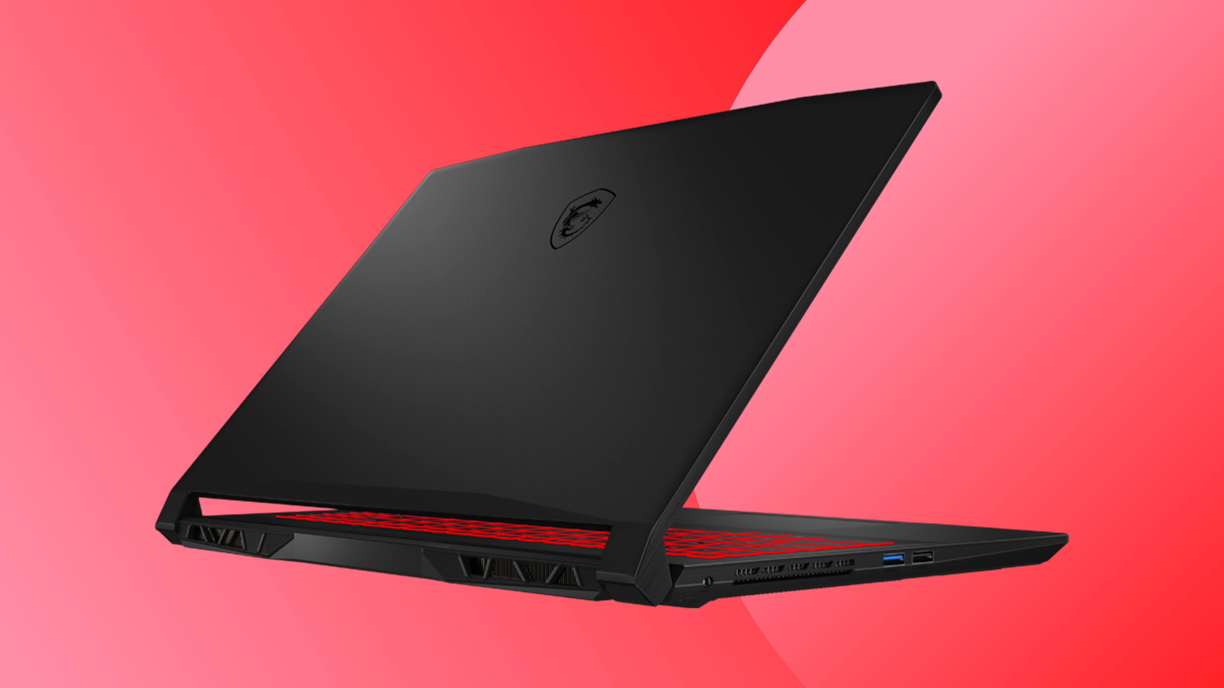 An MSI Black Friday deals image with an MSI Katana GF66 on a red background