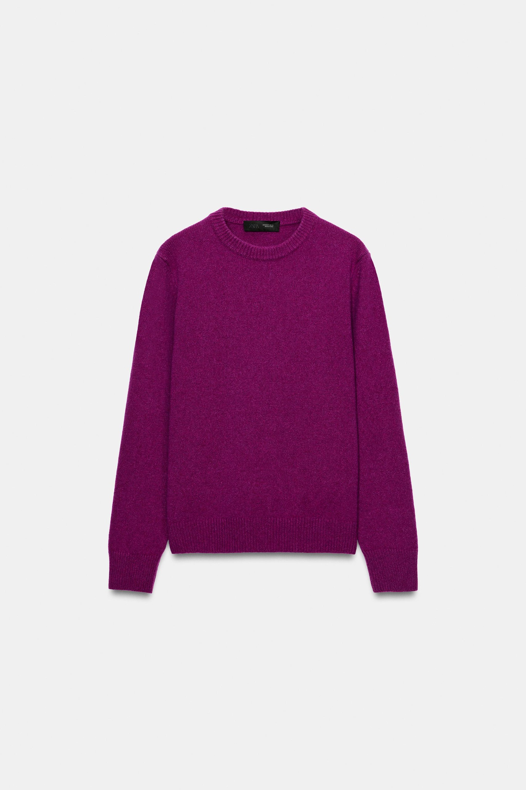 Cashmere Wool Plain Sweater - Eggplant - S