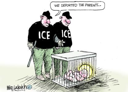 Political Cartoon U.S. ICE Deported Immigrants' Caged Baby