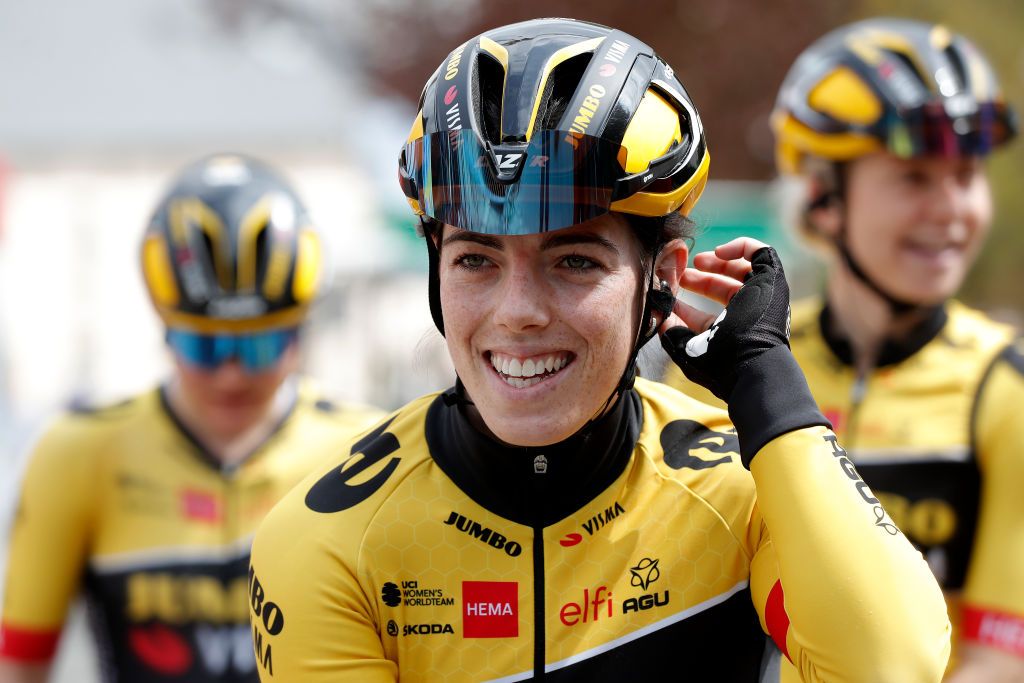 GARNICH LUXEMBOURG MAY 01 Anna Henderson of United Kingdom and Jumbo Visma Women Team during the team presentation prior to the 14th Ceratizit Festival Elsy Jacobs 2022 Stage 2 a 1093km stage from Garnich to Garnich felsy on May 01 2022 in Garnich Luxembourg Photo by Bas CzerwinskiGetty Images