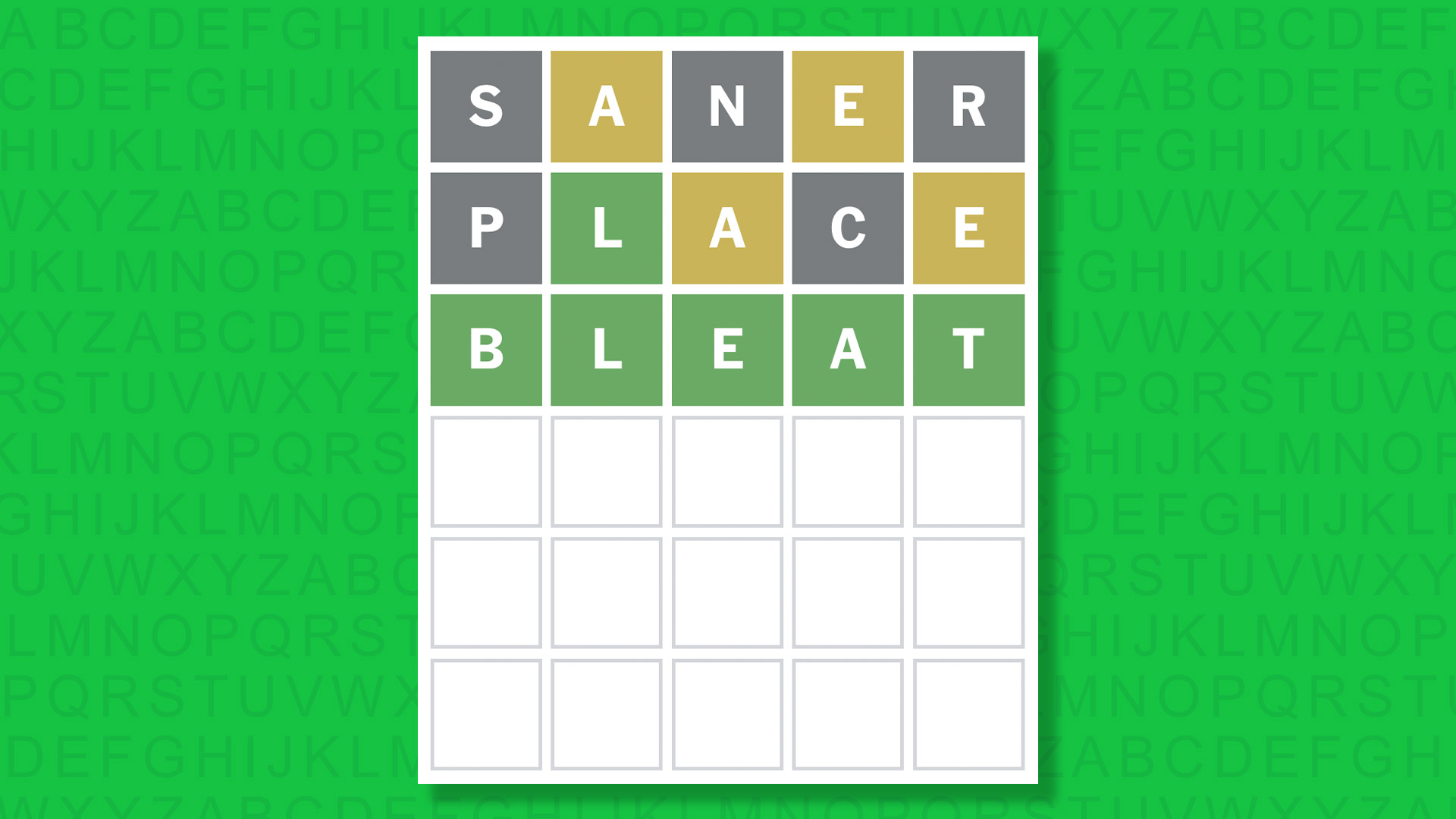 NYT Wordle answer for game 1694 on a green background