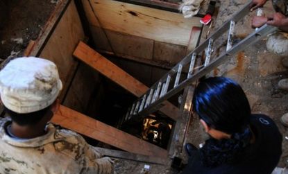 The walls of the 1,800-foot drug-smuggling tunnel are still damp, leading authorities to believe it is only a month old.