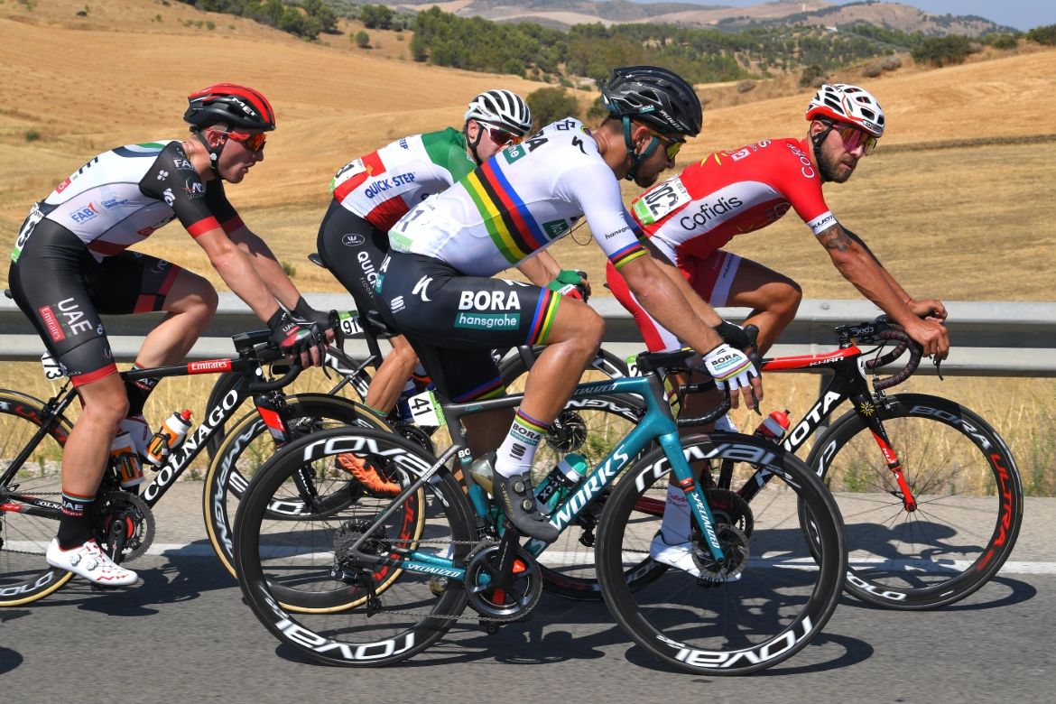 Peter Sagan struggling at the back