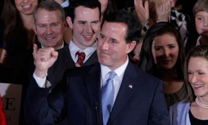 In a new national PPP survey, Rick Santorum leads Mitt Romney 38 percent to 23 percent.