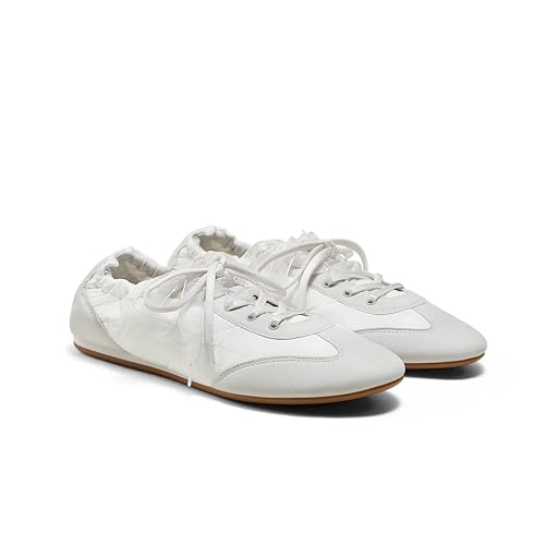 Vivaia Yancy Women's Fashion Sneakers Comfortable Jogger Re-Nylon Sneakerina Retro Lightweight Walking Shoes, White Smokey Grey Size 7.5