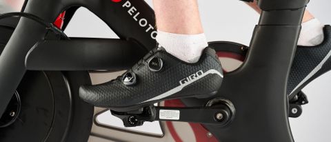 Giro Regime cycling shoe on Peloton bike