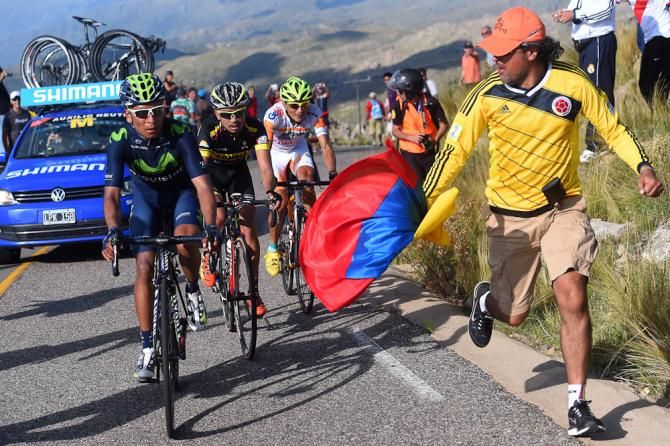 Nairo Quintana in front with the leaders.
