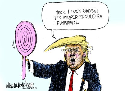 Political cartoon U.S. Trump mirror punished google anti-conservative bias