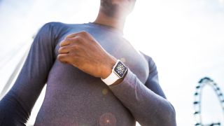 Runner wearing Apple Watch