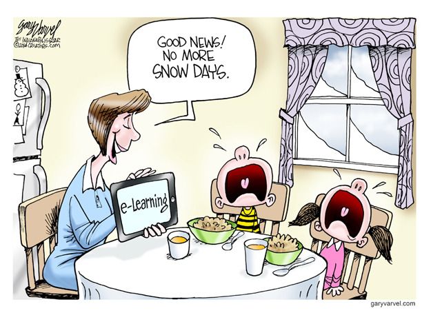 Editorial cartoon education reform snow days