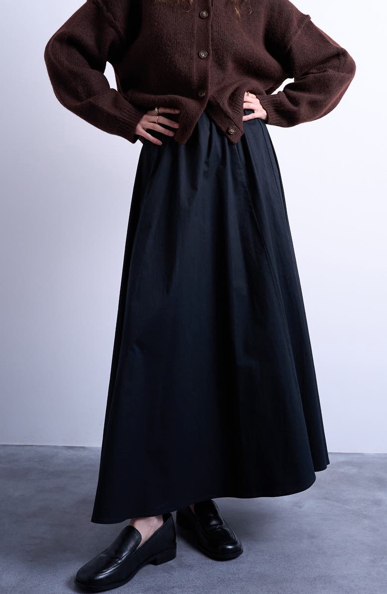 Stretch Cotton Twill A-Line Skirt