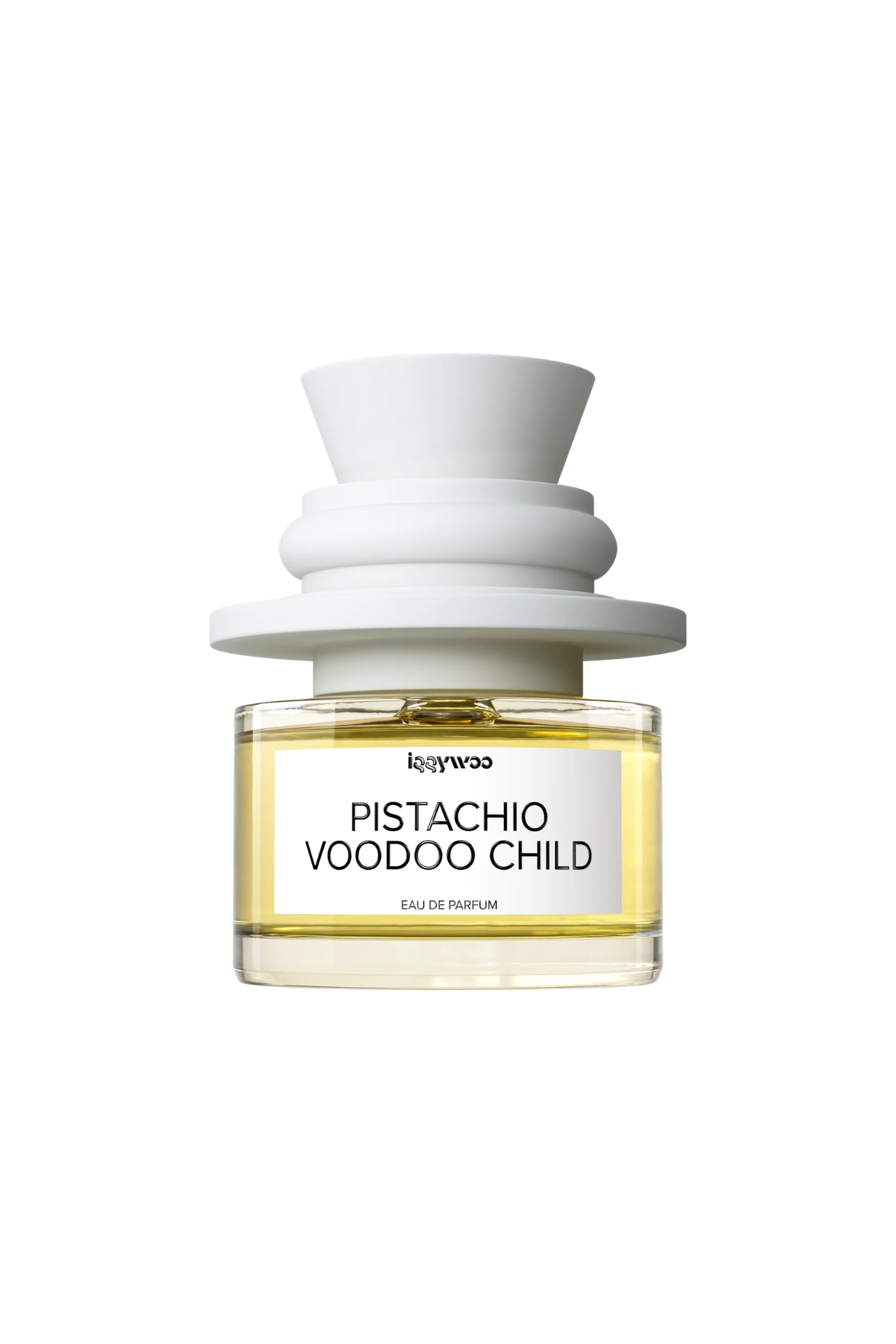 A bottle of Iggywoo pistachio voodoo child perfume.