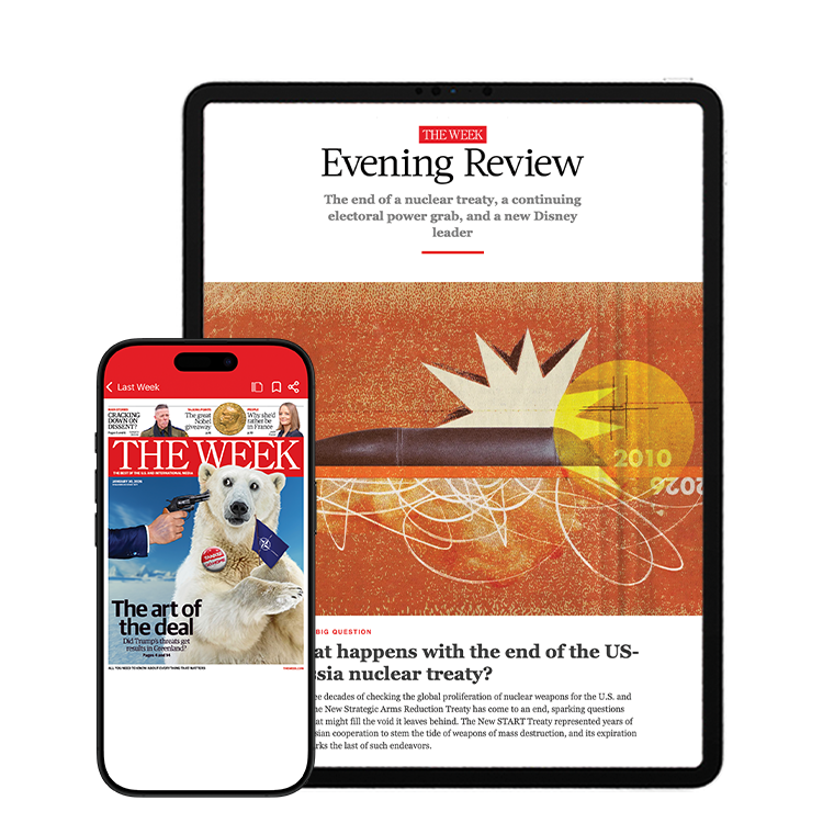 Ipad and Iphone with US images, the evening review and The Week US magazine cover