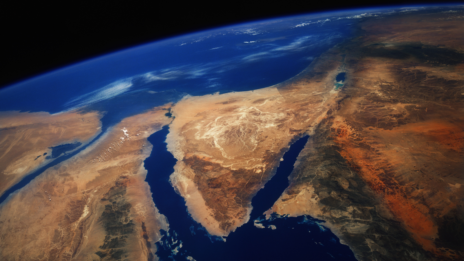 View of the top of the Red Sea from space.