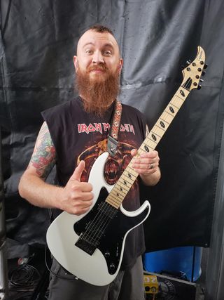 "This is my signature guitar, the Dellinger-JSM," says Stroetzel. "It’s got some cool features that are unique to it, and some that are a first for Caparison which I was really excited about.”