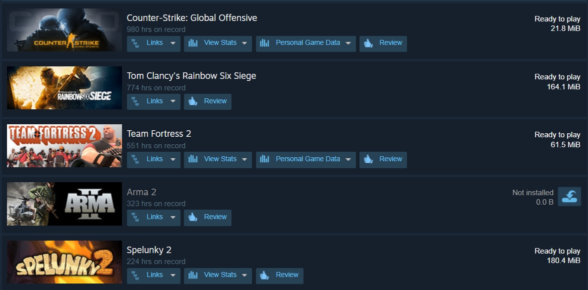 Evan has 980 hours in Counter-Strike: Global Offensive