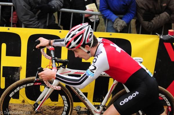 Arnaud Grand (Switzerlan) racing in the top ten