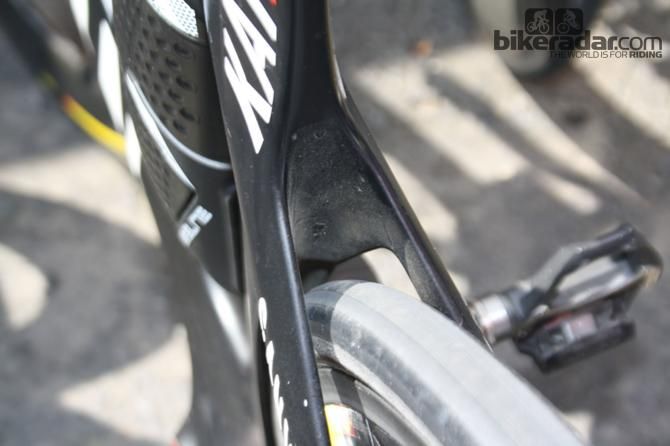 The Canyon Speedmax CF Evo uses flattened seatstays to push air around the back wheel