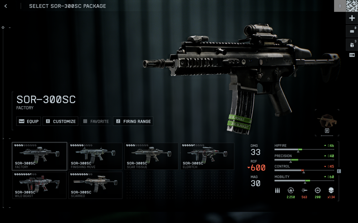 Battlefield 6 Season 1: The SOR-300SC carbine in the weapon menu.
