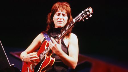 Jazz guitarist, Emily Remler, plays onstage at the 1988 Monterey, California, Jazz Festival. Remler died unexpectedly at the age of 32 in 1990.