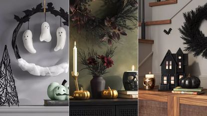 Ghost wreath, Halloween display, haunted house