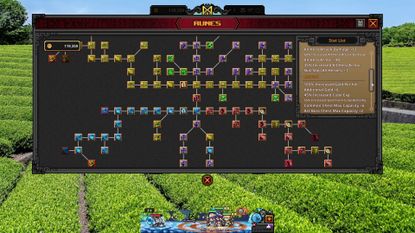 Task Bar Hero Rune menu showing expansive branches of unlocked rune upgrades