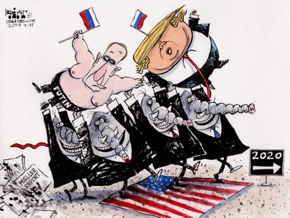 Political Cartoon U.S. Putin Trump Republican Election Interference 2020