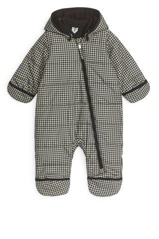 arket sale - baby black and white check print padded overall